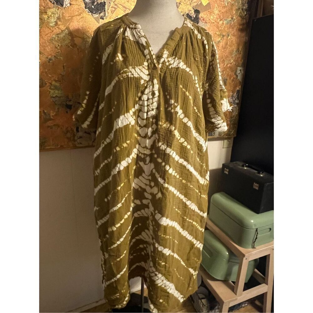 Young Fabulous & Broke YFB BOHEMIAN 100% Cotton Tie Dyed Maxi Kaftan Dress Resor - Picture 6 of 9